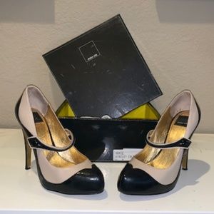 DOLCE VITA MAMIE BLK/TAN LEATHER PUMP 6.5